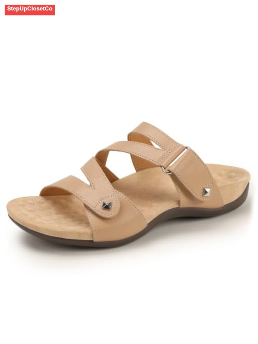 Arch Support Slide Sandals Adjustable Straps Cushioned Footbed Lightweight Flat